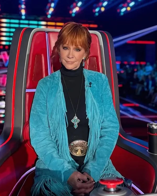 The Voice S28 Reba McEntire Blue Fringe Jacket