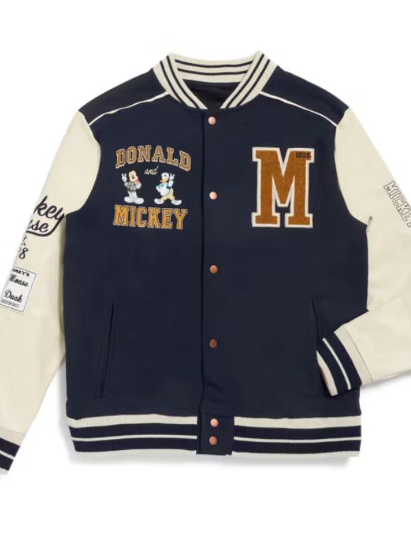 Mickey Mouse and Donald Duck Varsity Jacket For Adults Shopotiny