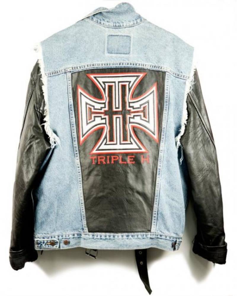 WWE Triple H Denim Leather Jacket