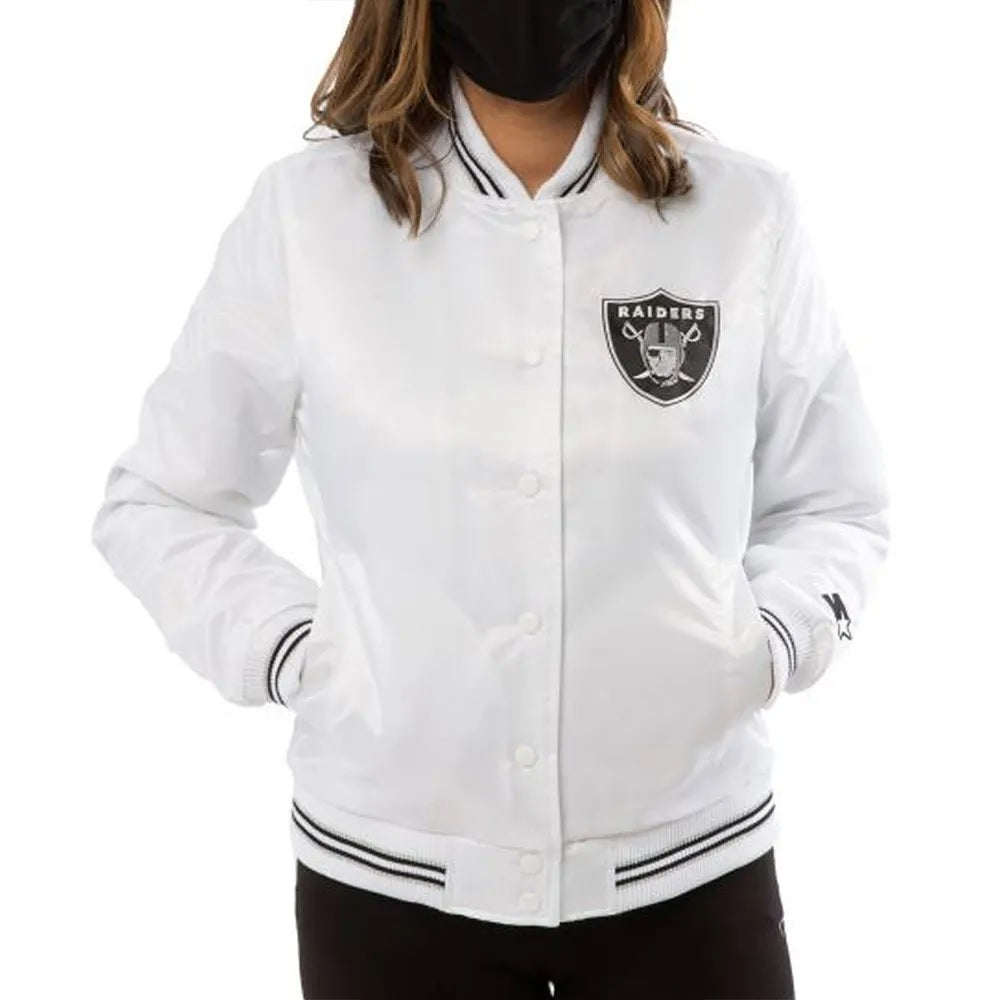 Women’s Raiders Las Vegas Satin Starter Jacket USA Jackets