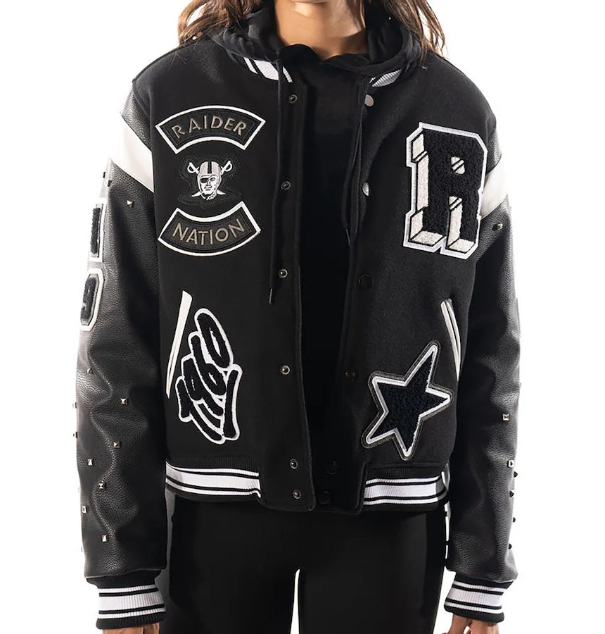 Womens Las Vegas Raiders x The Wild Collective Varsity Jacket USA Jackets