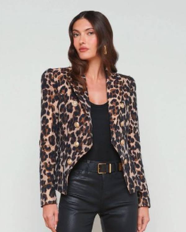 Beauty in Black Crystle Stewart Leopard Blazer USA Jackets