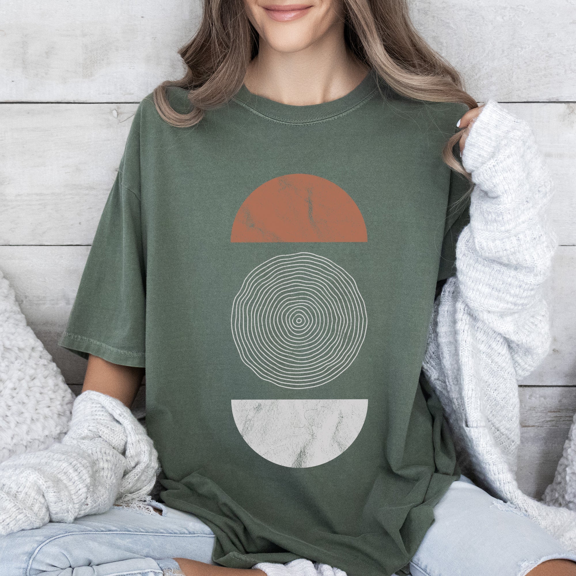 Abstract Geometric Circle Vintage Comfort Colors Tshirt