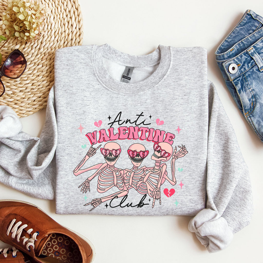 Anti Valentine's Club, Skeleton, Sweatshirt, Valentine's Day