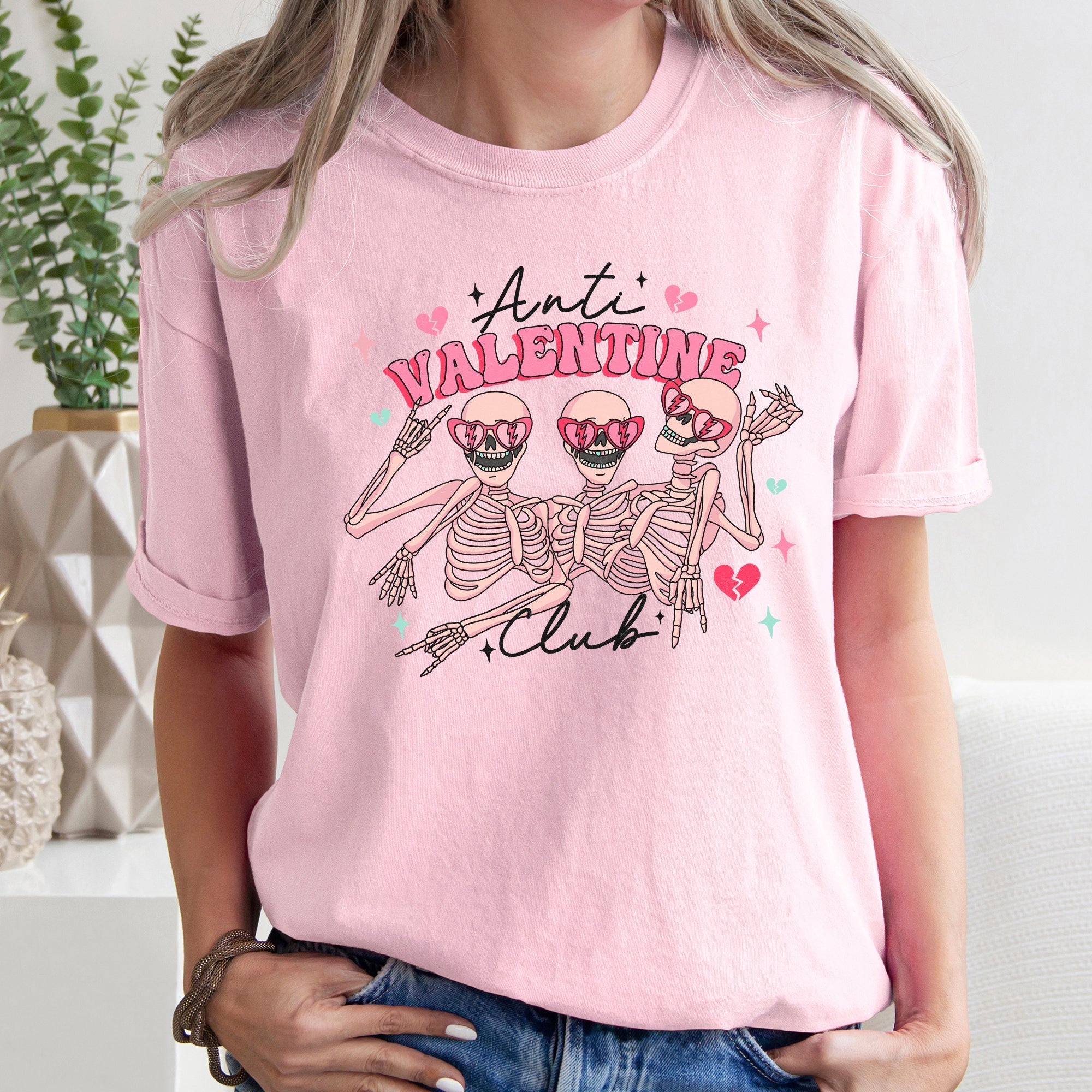 Anti Valentine's Club, Skeleton, Comfort Colors Tshirt, Valentine's Day