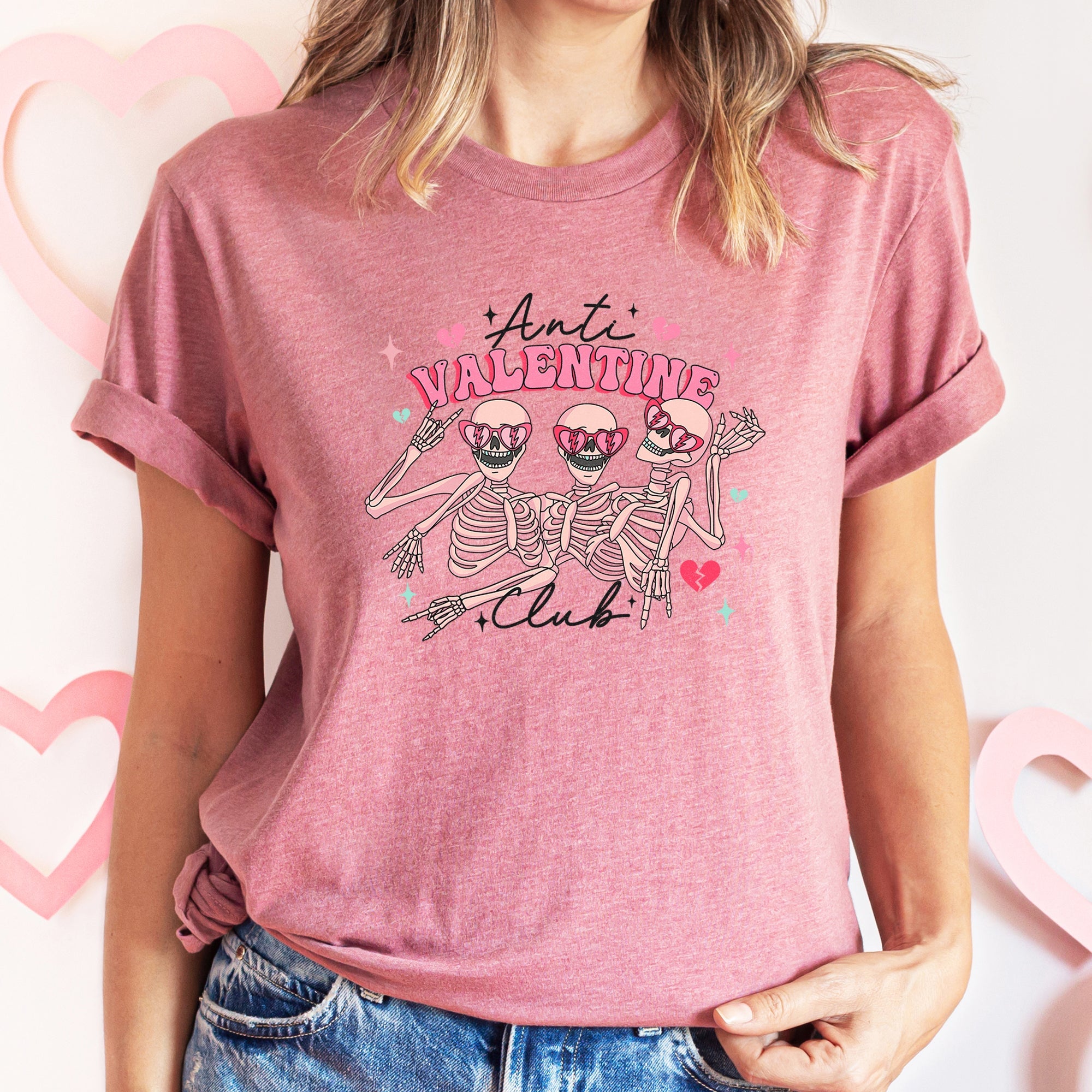 Anti Valentine's Club, Skeleton, Super Soft Tshirt, Valentine's Day