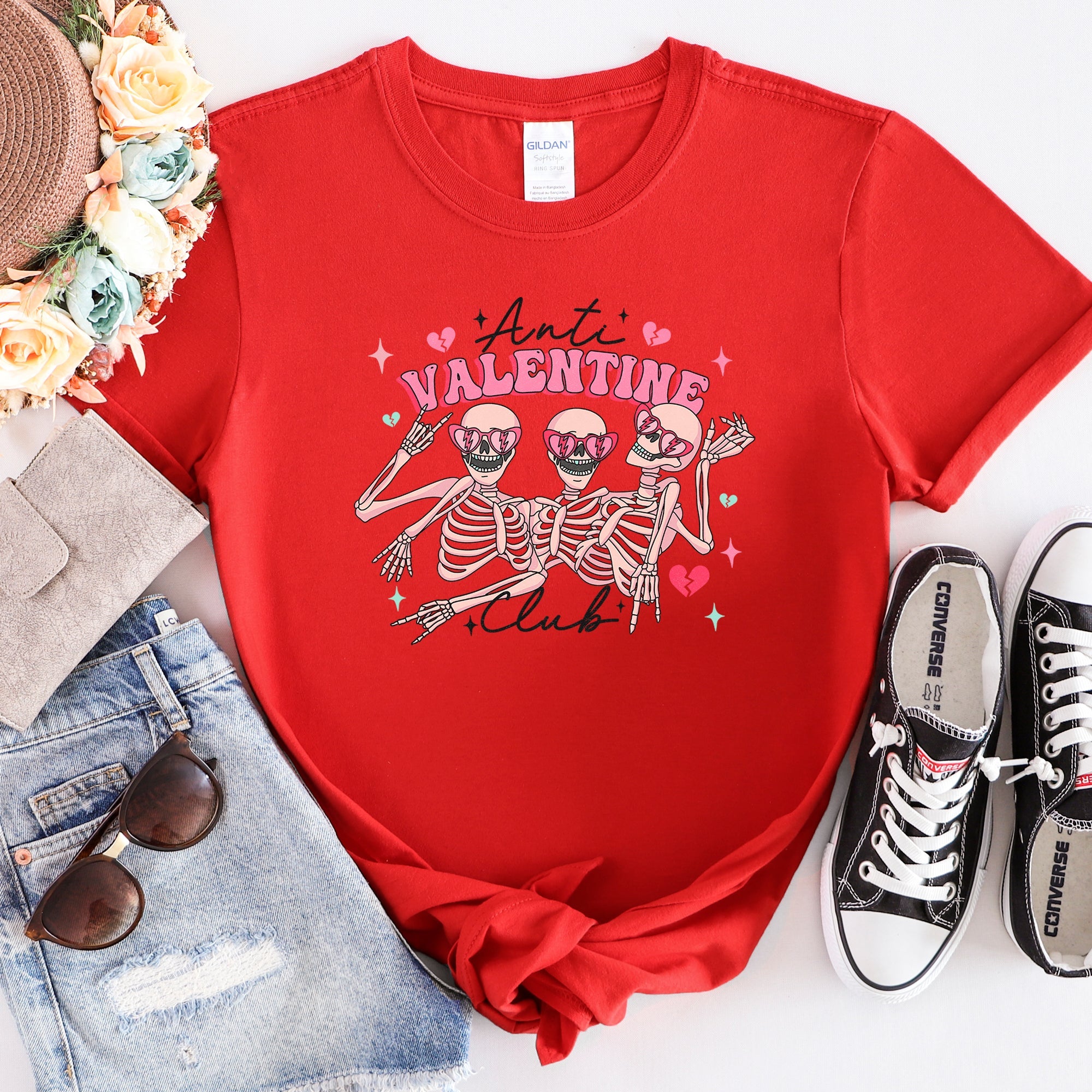 Anti Valentine's Club, Skeleton, Super Soft Tshirt, Valentine's Day