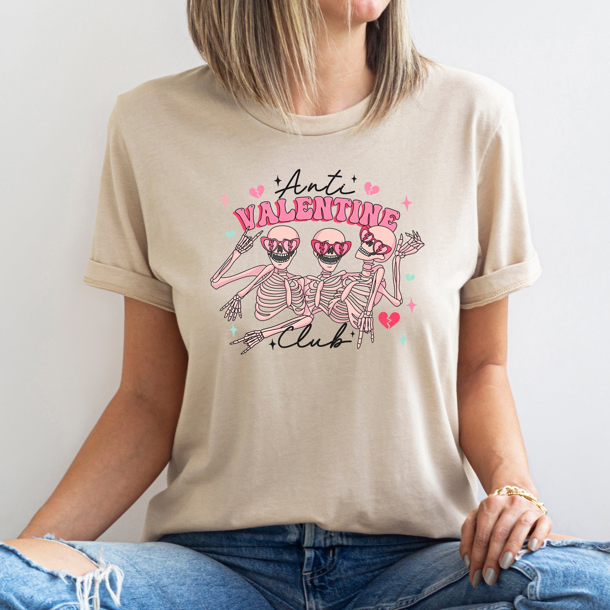 Anti Valentine's Club, Skeleton, Super Soft Tshirt, Valentine's Day