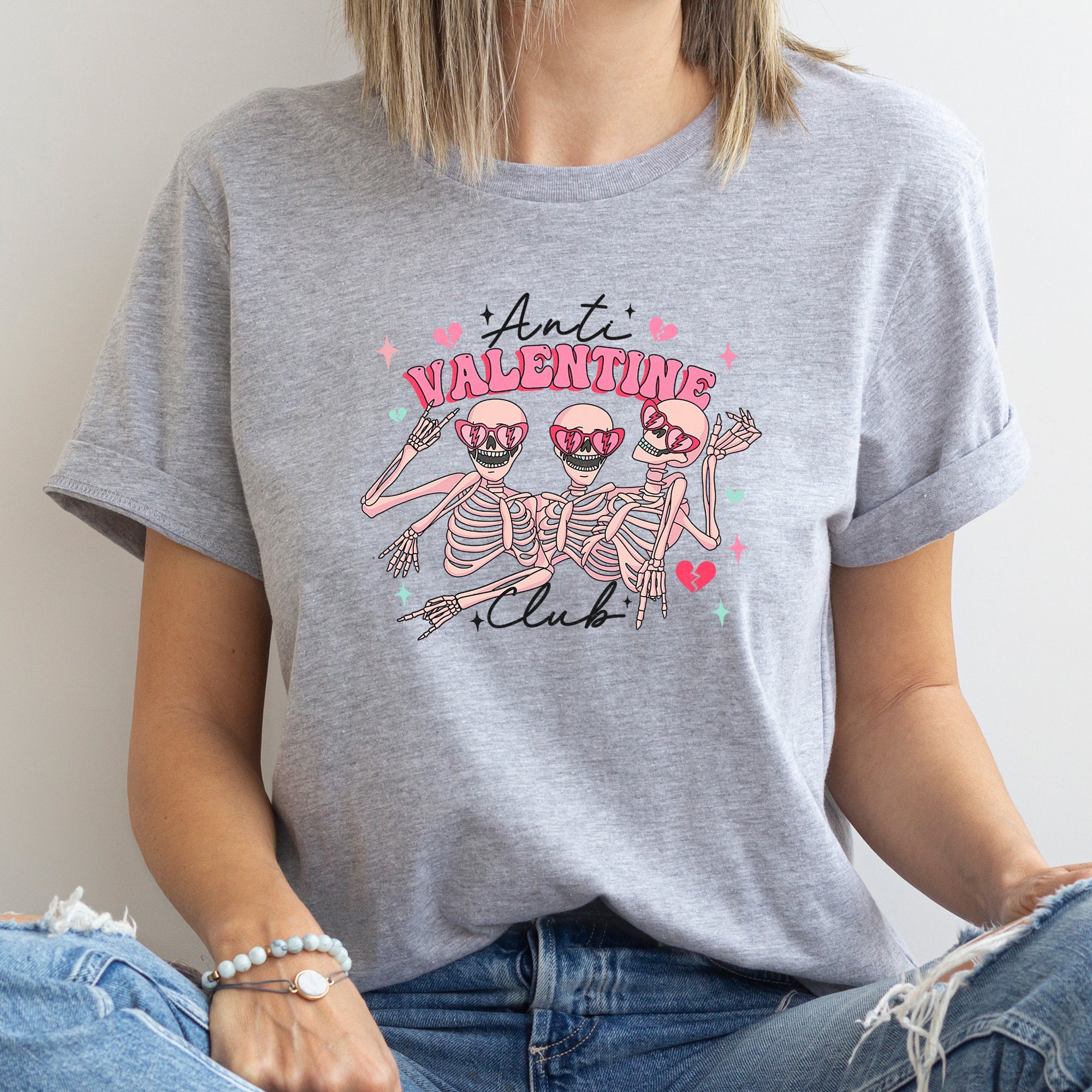 Anti Valentine's Club, Skeleton, Super Soft Tshirt, Valentine's Day