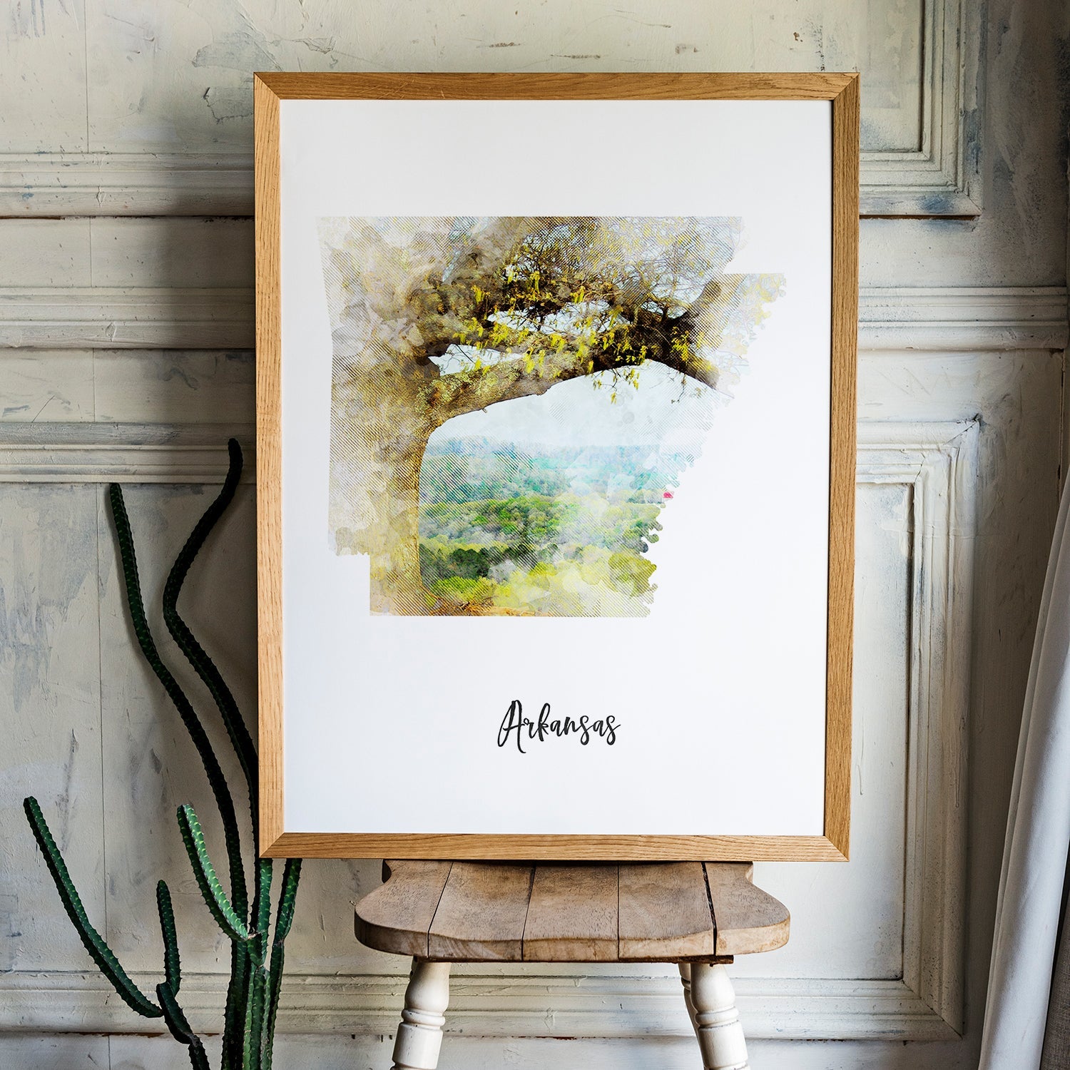 Arkansas Watercolor Map