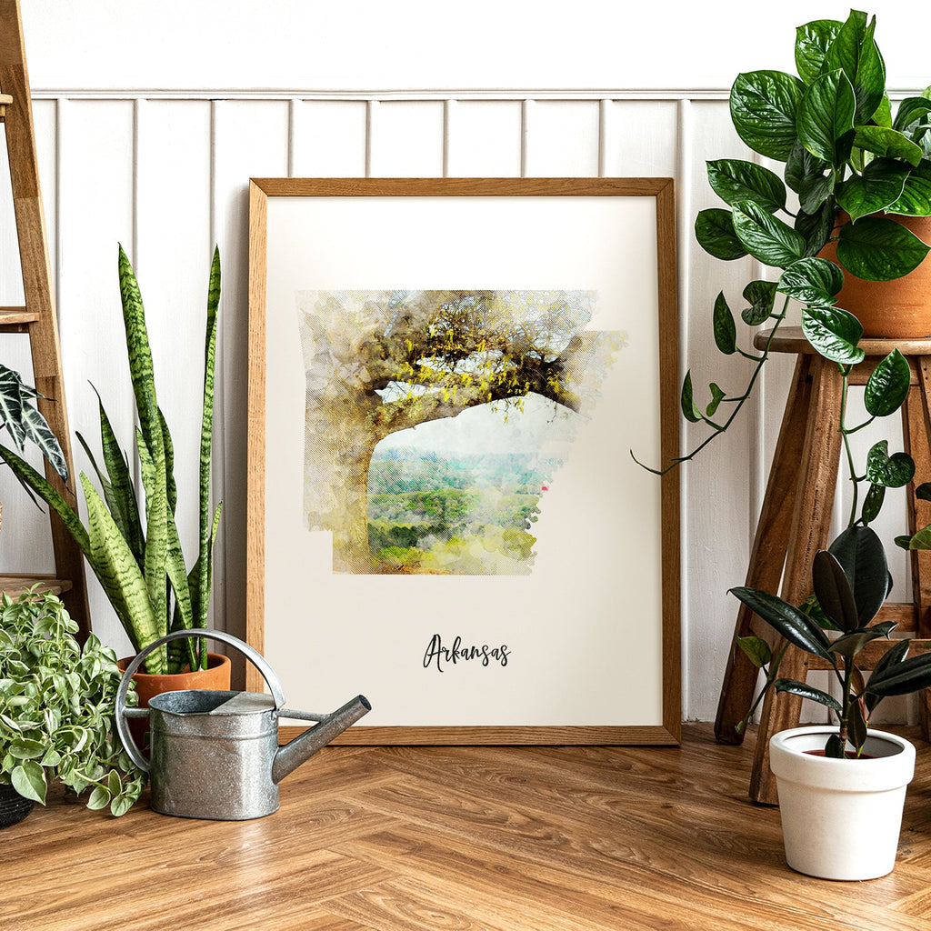 Arkansas Watercolor Map