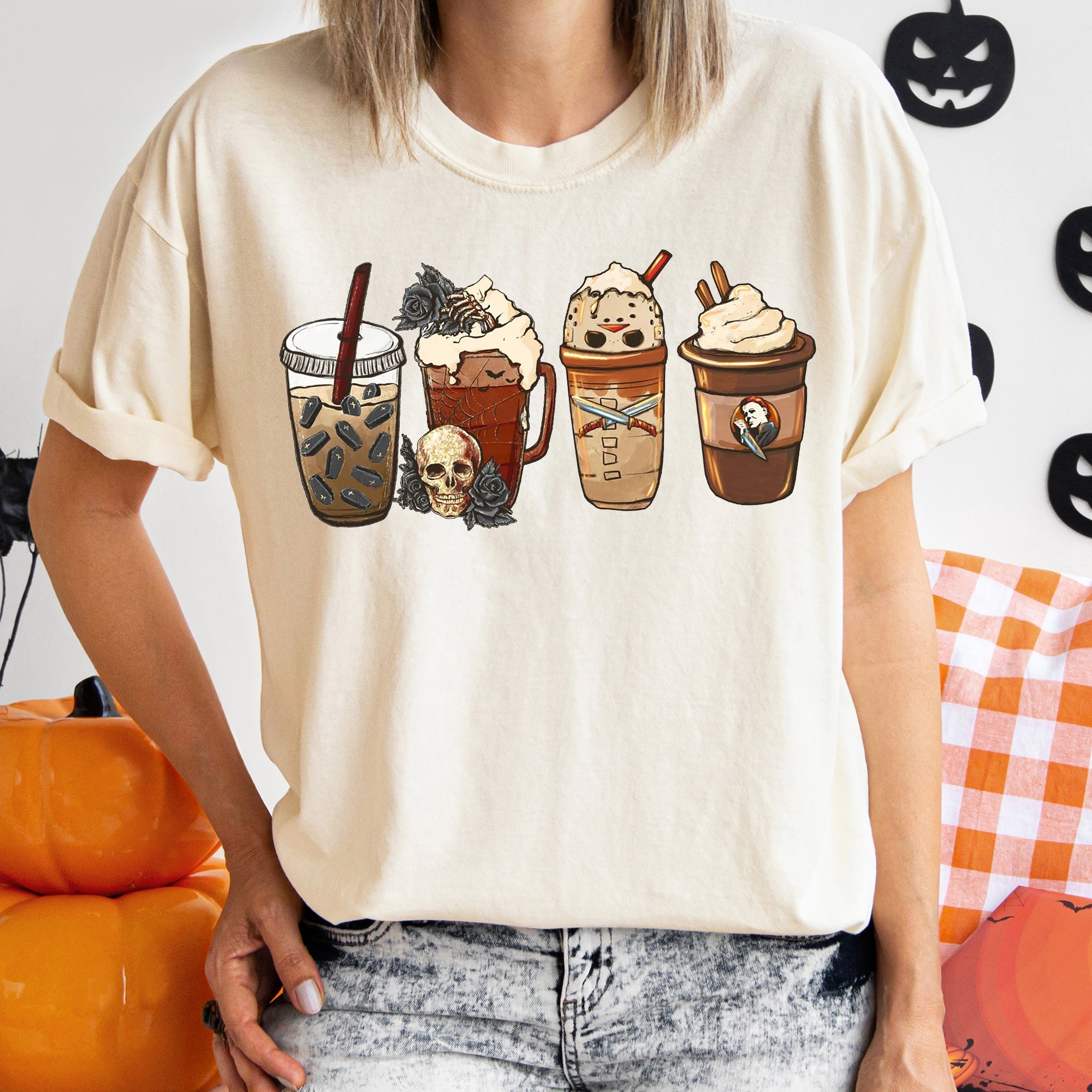 Black Rose Coffee Vintage Halloween Comfort Colors Tshirt