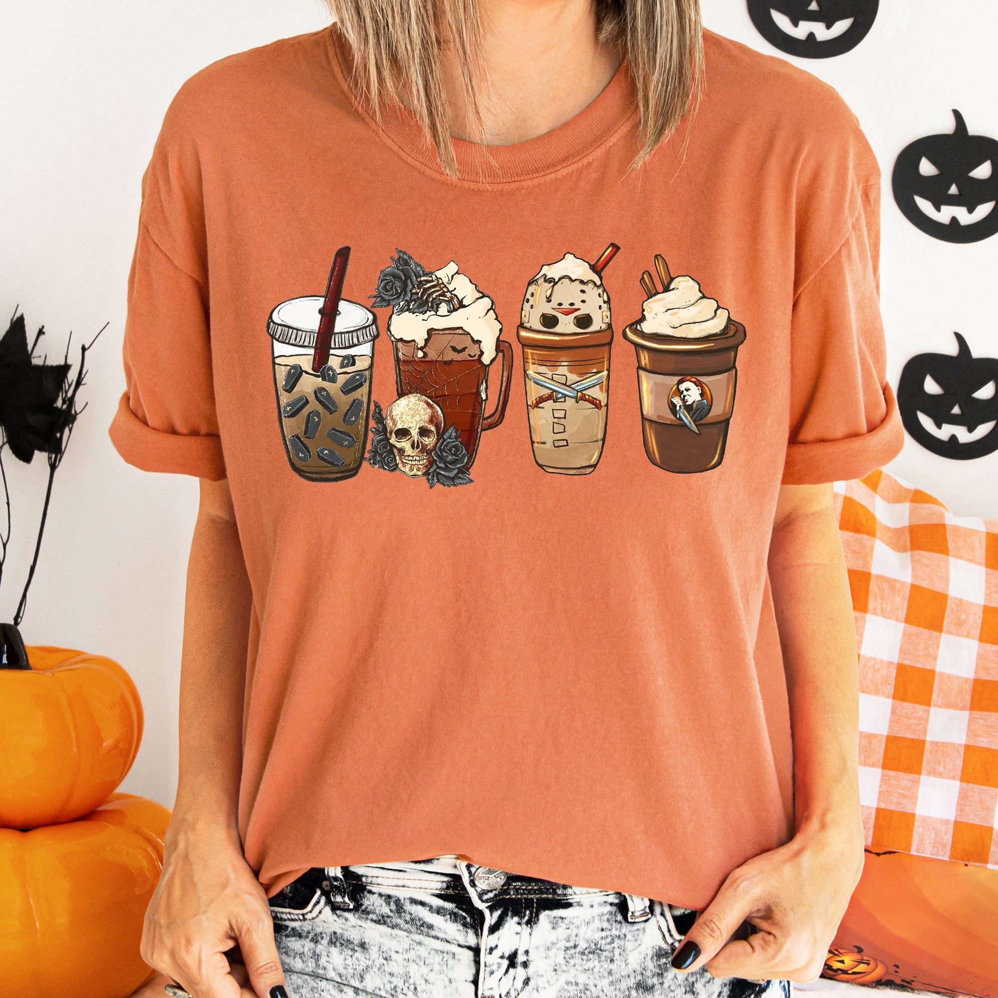 Black Rose Coffee Vintage Halloween Comfort Colors Tshirt