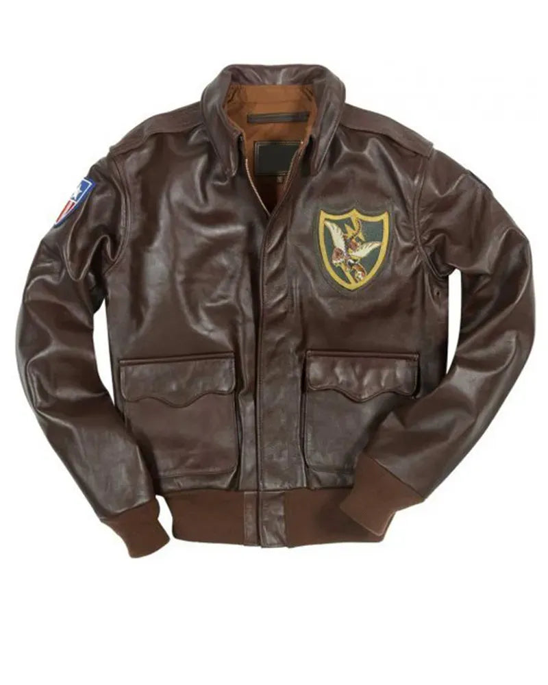 Men Flying Tigers Brown Leather Jacket