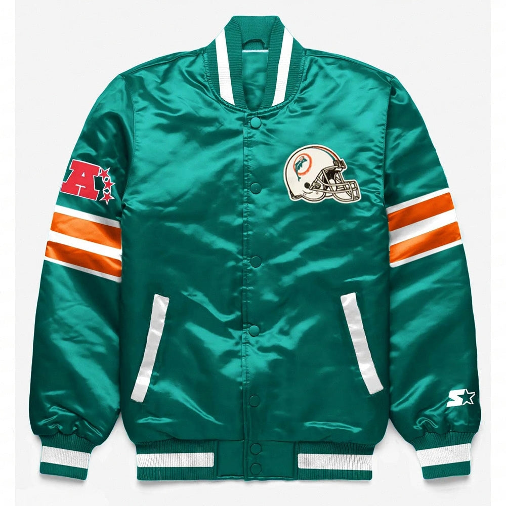 Miami Dolphins Exclusive Green Satin Jacket USA Jackets