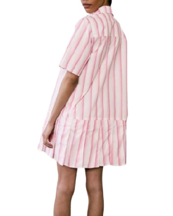 Access Daily Emily Orozco Pink and White Striped Mini Dress Clanton Jacket
