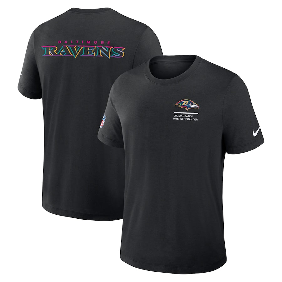 Baltimore Ravens Nike Black 2025 NFL Crucial Catch Tri-Blend Dri-FIT T-Shirt Trendy Layer